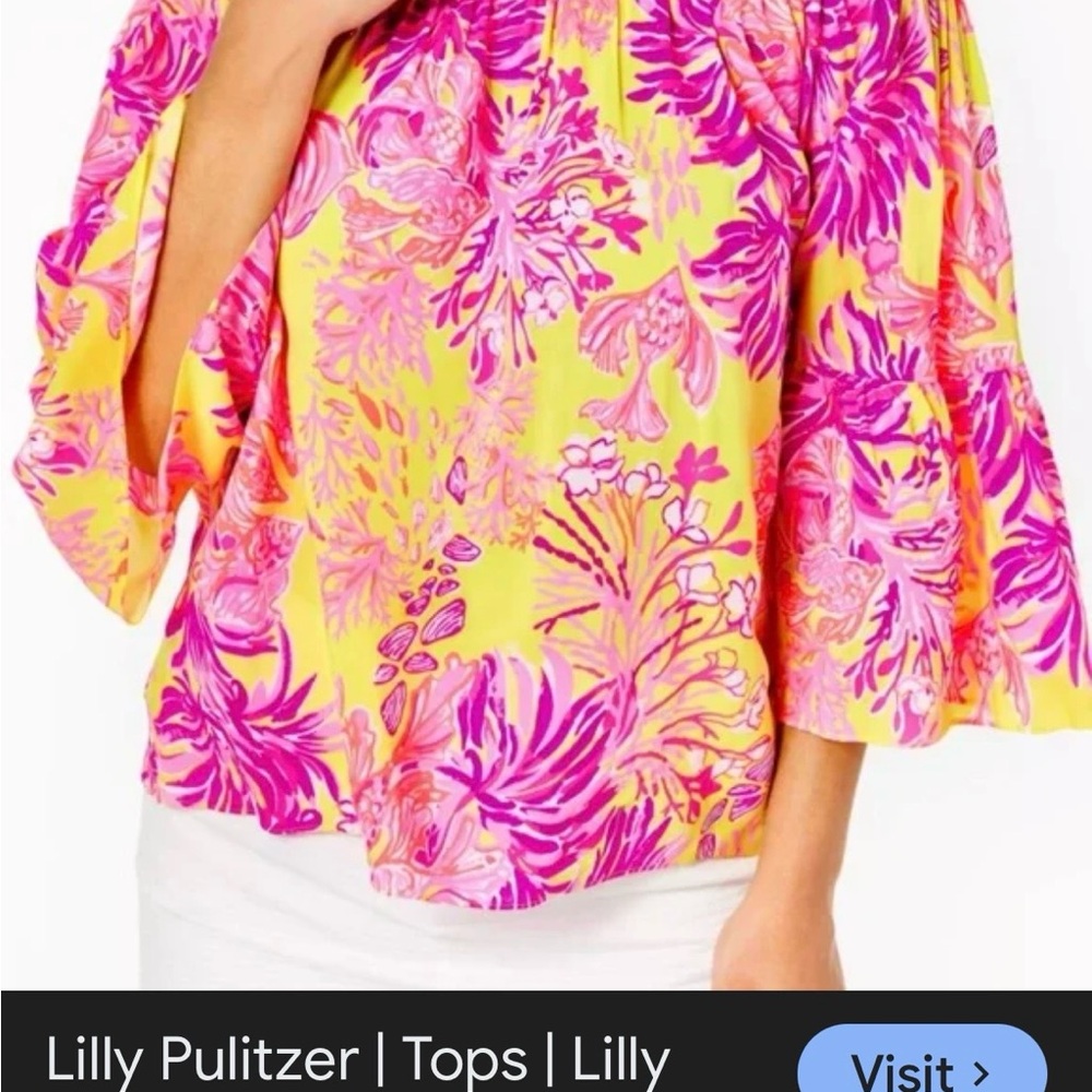 Lilly Pulitzer Yellow & Pink Floral Off-Shoulder Top
